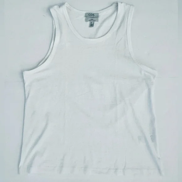 COS The Slim Coupe Etroite Sleeveless Soft Tank Top Shirt, White, Size M - Picture 3 of 9